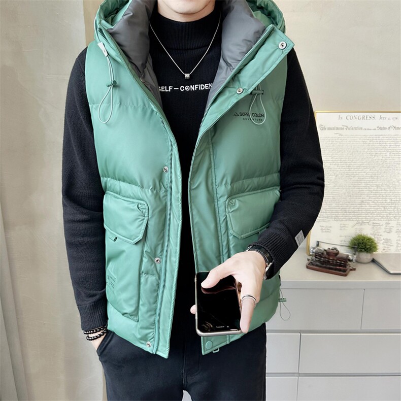 短款连帽羽绒马甲男休闲日系面包服保暖外套马夹背心M6093-P130,男装背心/马甲,电商A239