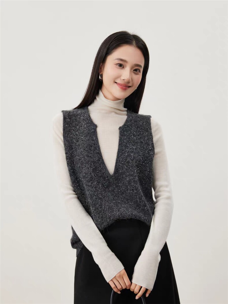 2025年秋季时尚百搭通勤简约休闲马甲，女装马甲，源达羊绒