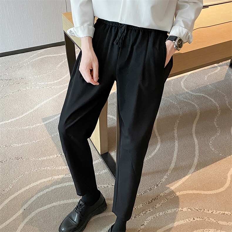 店主风休闲裤男修身垂感直筒百搭西裤男九分轻奢裤子男XK001-P58图片