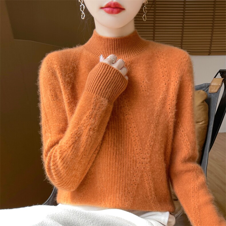 七针加厚一线大菱形镂空女士羊毛衫秋冬保暖,女装羊毛衫,暖娇绒