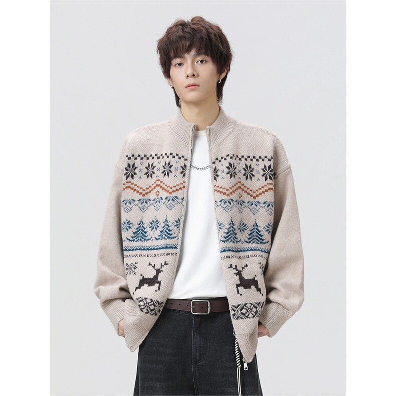 1506-1/MA9361/P72费尔岛毛衣女polo领提花针织开衫,男装针织衫/毛衣,星座1506-1