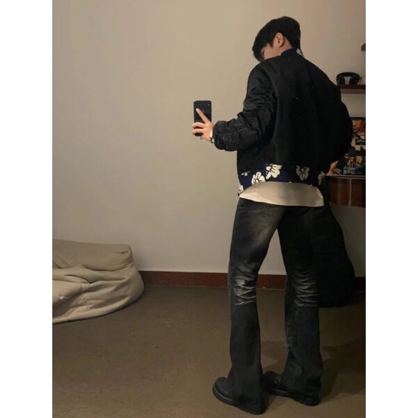 提花美式短款外套男高级感飞行夹克棒球服JK110特P65,男装夹克,星座908-1