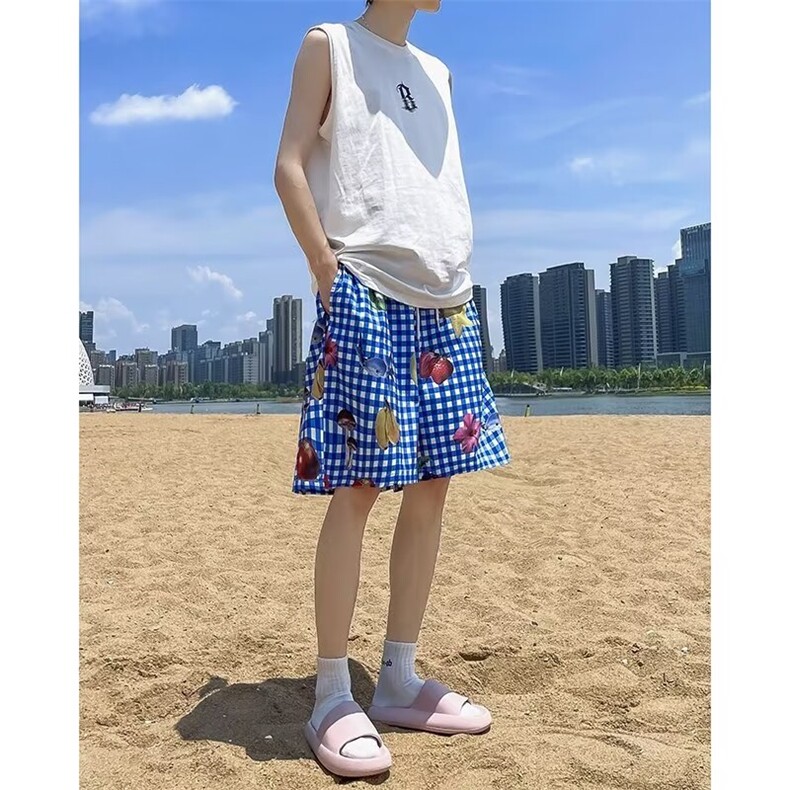 2024年夏季新款冰丝四面弹格子短裤BK45P32,男装牛仔裤,星座1116-2