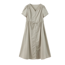 2026年春季优雅气质短袖亚麻棉城市通勤旅游沙滩聚会逛街，女装连衣裙，江南依恋