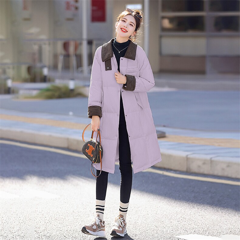 长款咖色羽绒服女2023冬季新款今年流行的小个子韩版气质简约小众,女装羽绒服,曼娅璐
