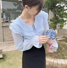 夏季新款韩版荷叶领小衫，其它，格瑞琪