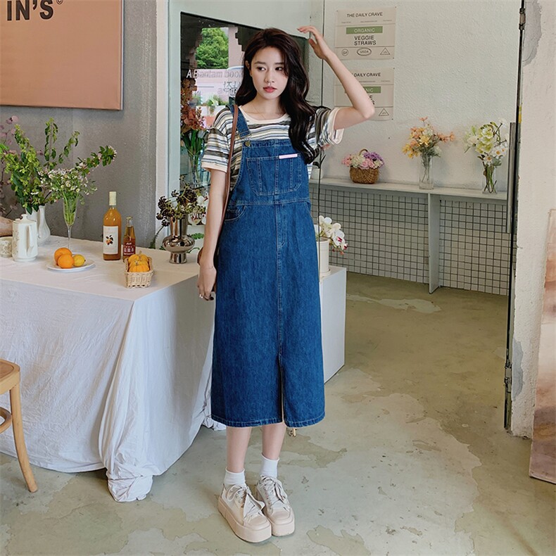 牛仔背带裙套装女2023年夏季新款设计小众小个子连衣裙两件套女,女装套装/套裙,辉之琳