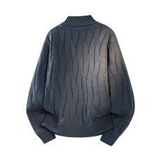 1303B-MY837-P125重磅1200g座山雕加绒狼毛绞花双拉链肌理毛衣，男装针织衫/毛衣，星座1303B