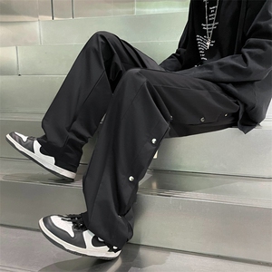 2022设计感高街休闲裤侧排纽扣男女同款宽松垂感阔腿裤 K3344-P36图片