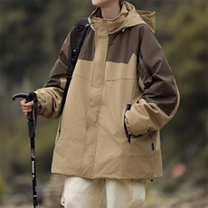 宽松连帽登山服潮流户外机能冲锋衣外套男女防风夹克上衣-F773，男装夹克，星座601-2