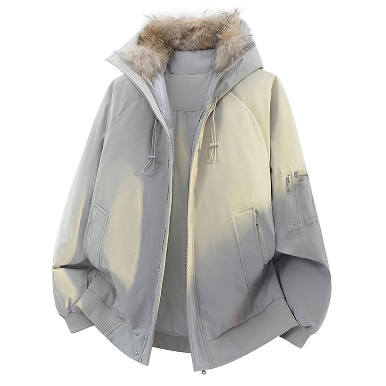 貉子毛高街连帽羽绒服真毛领新标90白鸭绒带SYR2610-P288，男装羽绒服，星座610B-1