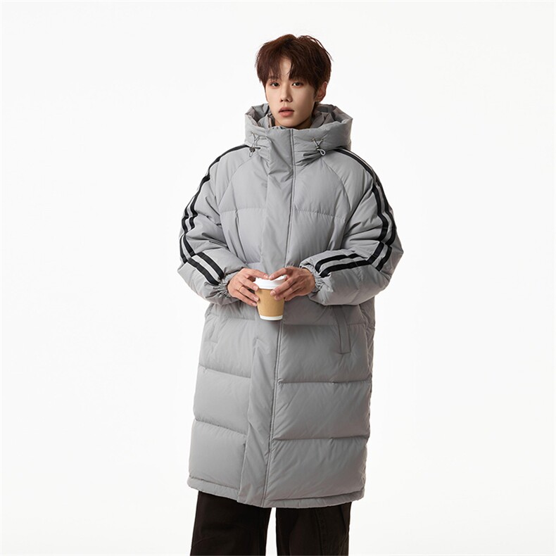 中长款羽绒服90绒条纹防寒港风长款连帽外套D5580-TP235328,男装羽绒服,电商A102