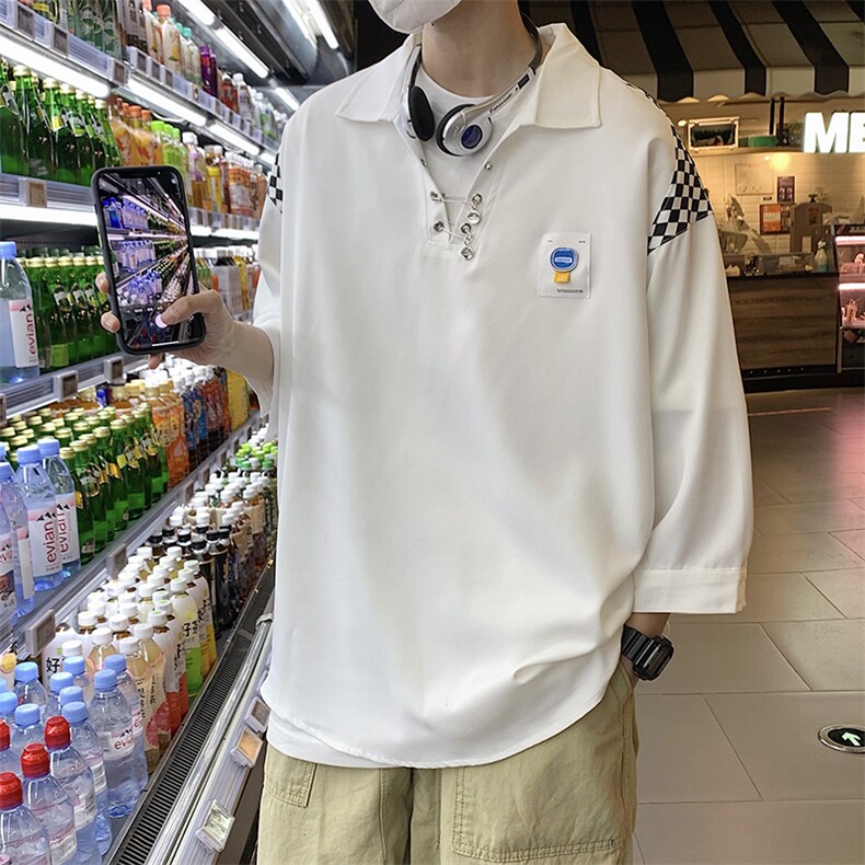 夏季ins潮流设计感小众男衬衫上衣港风日系百搭Polo衫T945-P34,男装Polo衫,星座512-3