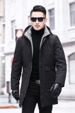 2020冬季新款男士中长款白鸭绒连帽羽绒服商务休闲简约时尚保暖，男装羽绒服，电商D230