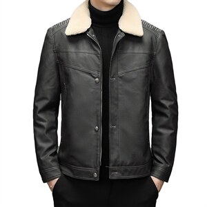拆卸毛领羽绒服男款2023冬季中年装加厚牛仔皮外套XXH9608-P230,男装羽绒服,电商B212（原钱塘6029）