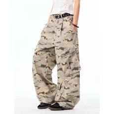 WE1590-P59美式复古迷彩伞兵裤拼接直筒宽松休闲裤男女长裤子，男装休闲裤，电商B323A