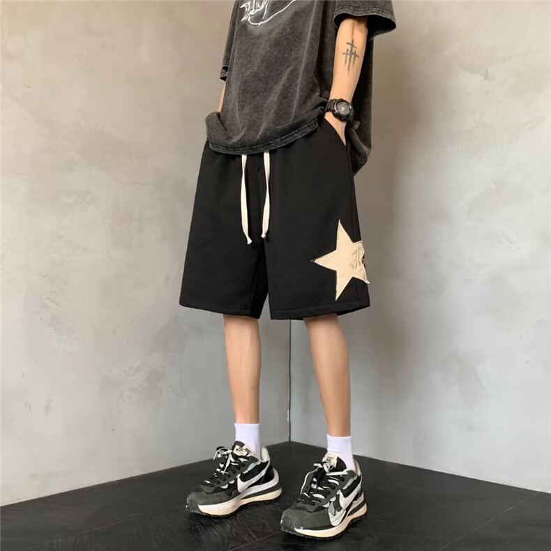 港风夏季舒适宽松休闲带抽绳短裤仿棉DK931p30,男装牛仔裤,星座1013