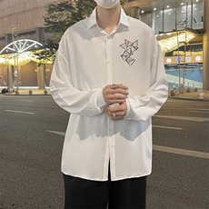 F174-P322024春季新款宽松百搭衬衣男港风ins潮牌休闲衬衫现货，男装衬衫，星座512-6