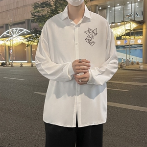 F174-P32 2024春季新款宽松百搭衬衣男港风ins潮牌休闲衬衫现货图片