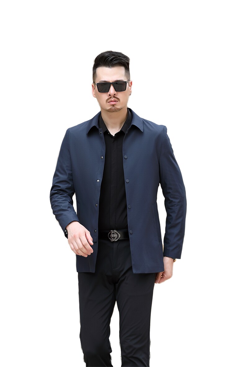 纯色翻领夹克男2023秋季新款中年商务休闲时尚宽松外套男装,男装夹克,电商B212（原钱塘6029）