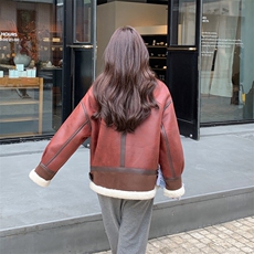 182-8586-P195-K268-设计感皮毛一体短外套机车服，商品下架区，帛香坊