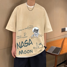 NASA联名同款麂皮绒短袖t恤男大码半袖男JD82187-P25，男装T恤，电商A040