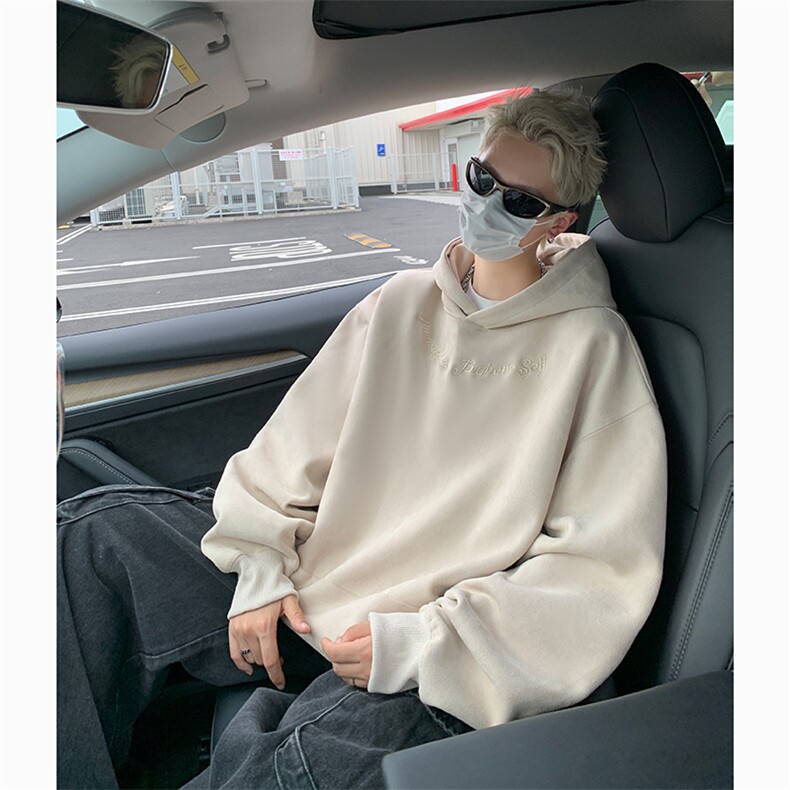 港风大码美式潮牌麂皮绒套头连帽卫衣男 XZ213-JKPR204-P45控68图片