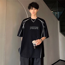 高级休闲美式痞帅复古印花宽松时尚短袖T恤上衣夏季新款，男装T恤，电商C307