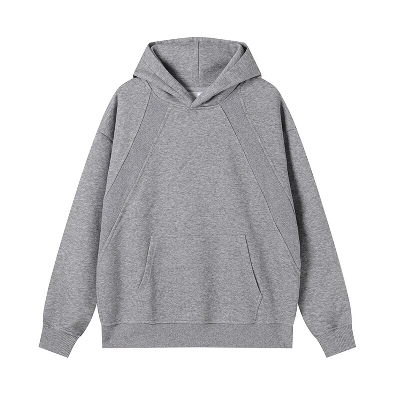 抖音得物二开秋冬美式高街重磅宽松结构螺纹拼接连帽卫衣外套X087，男装卫衣，电商A486-1