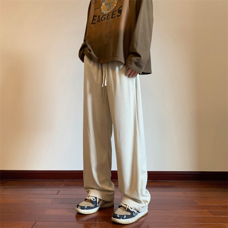 秋款垂感休闲裤宽松直筒裤灯芯绒拖地裤,男装休闲裤,星座310A-4
