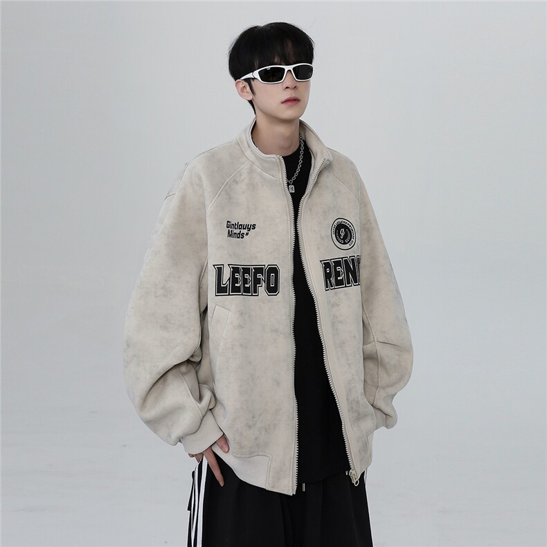 2025秋季棒球服男运动休闲拉链外套卫衣开衫印花情侣款JK301-,男装卫衣,电商C307