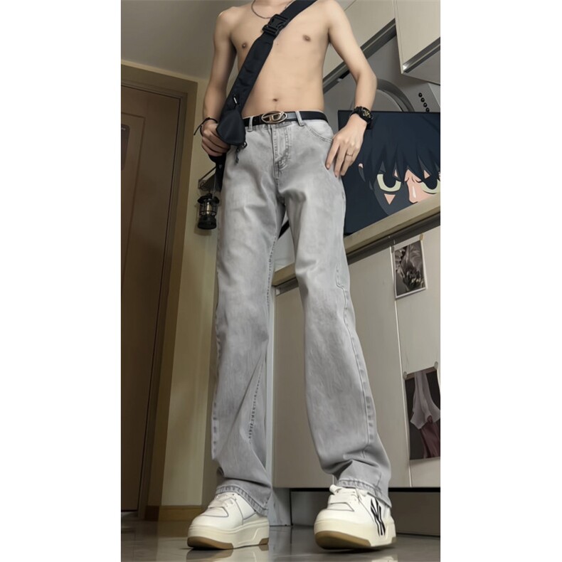 秋装弹力牛仔裤男美式高街vibe裤水洗潮牌直筒怀旧长裤GJ320p45,男装牛仔裤,电商D256