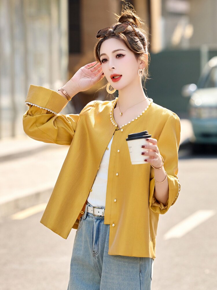 新中式国风外套女装2025新款春高级感复古钉珠轻奢名媛小香风上衣,女装短外套,依如秀(原杭风阁)