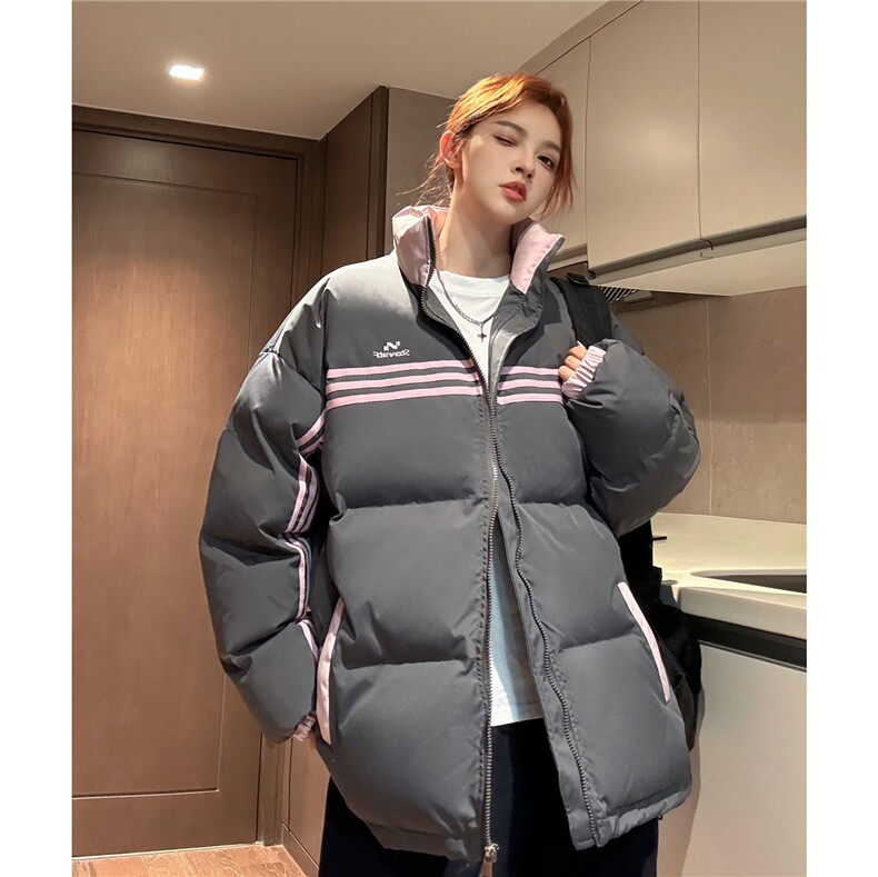 冬装中性美式条纹织带棉服刺绣logo棉衣休闲外套男女G1100P118,男装棉衣,电商A339