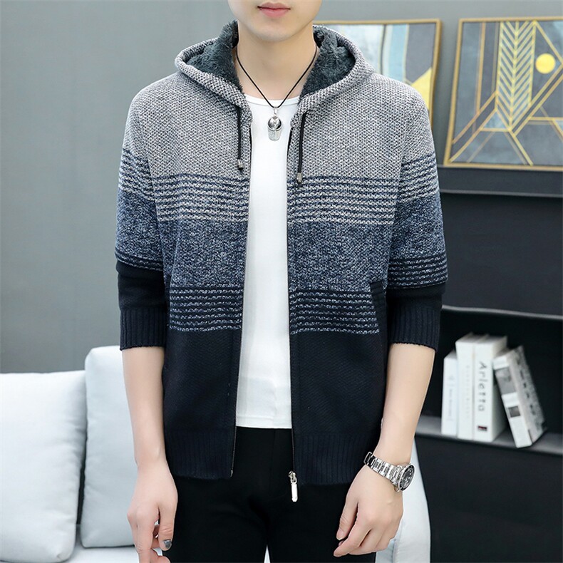 品质好秋冬季新款男士休闲连帽毛衣外套百搭加绒夹克8821-P40元,男装针织衫/毛衣,星座1706