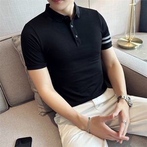 高级感2026夏季条纹织带设计短袖翻领Polo衫轻奢T0251-P48图片