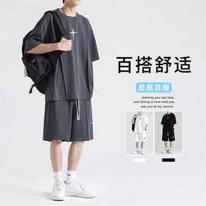 休闲运动套装男士夏季薄款轻薄舒适短袖t恤短裤  TZ52-特批70图片