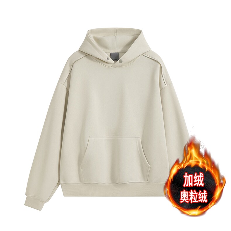 重磅加绒奥粒绒无帽绳500克拉链连帽卫衣硬挺外套男 RH5307JR-P60图片
