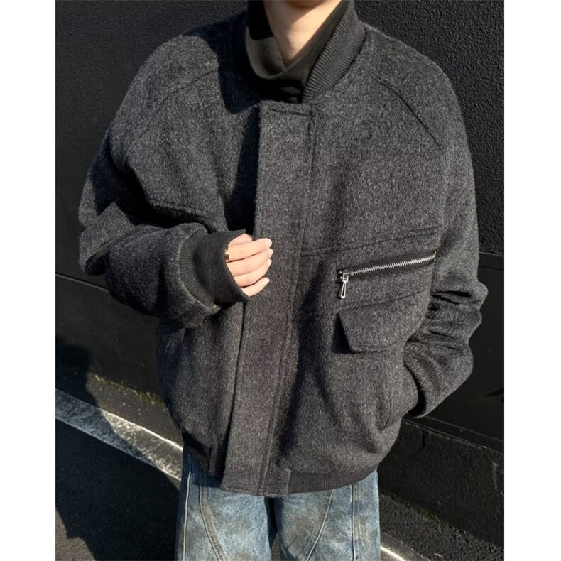 文艺气质新款冬季加厚夹棉棒球服毛呢棉服外套百搭 W9343图片