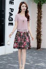 雪纺碎花中长款连衣裙两件套女2022春夏新款时尚宽松气质裙子套装，女装套装/套裙，琦鑫阁（原依鑫阁）