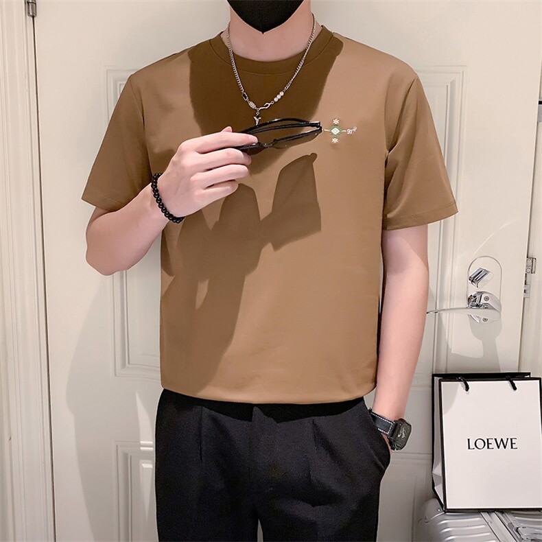 卡其3男潮夏季小伙简约休闲体恤ins打底上衣T301A-1/T95/P45,男装T恤,星座301A-1