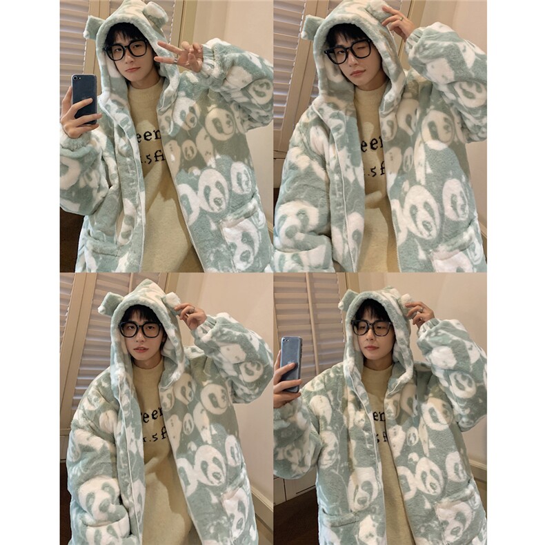 1港风羊羔毛衣女连帽毛绒服男外套男8701P105控138,男装棉衣,星座226-2