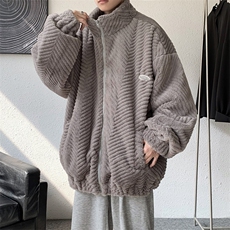 连帽棉衣男冬季新款仿貂皮外套大码宽松羊羔毛加绒加厚棉服袄子，男装夹克，星座1116-2