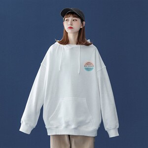 中性 秋季潮流卡通印花上衣宽松连帽卫衣 W223  P35控58加绒P45图片