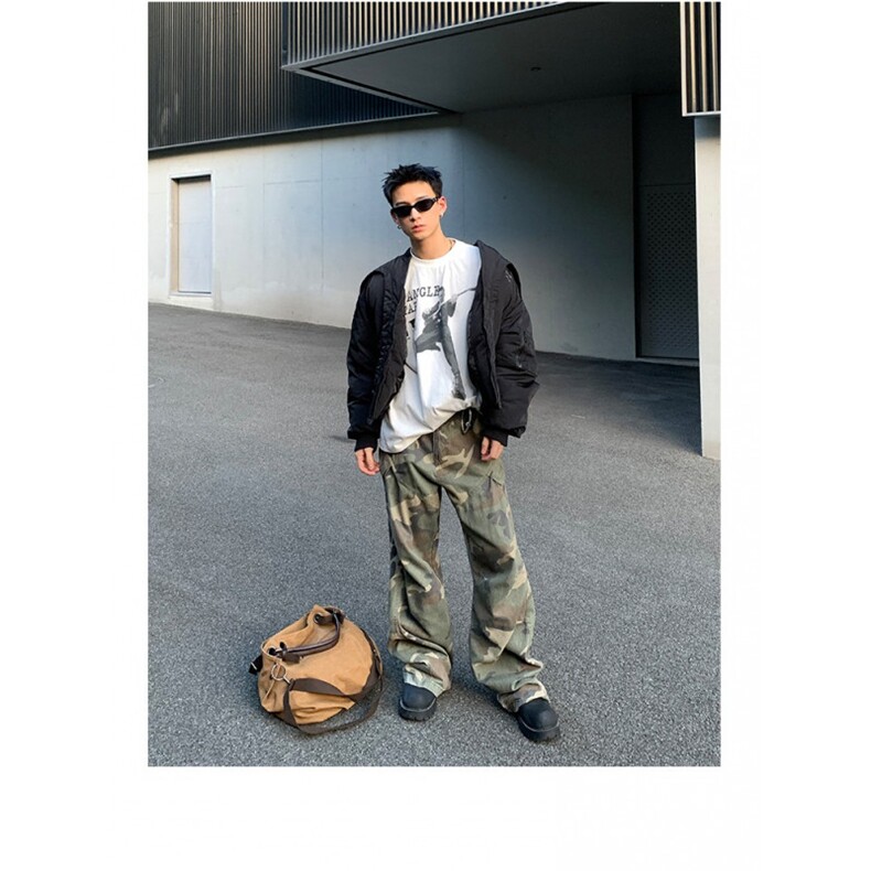 冬季美式解构弧形设计感小众飞行员棉服机车夹克男加厚棒球服棉衣,男装夹克,四季星座505