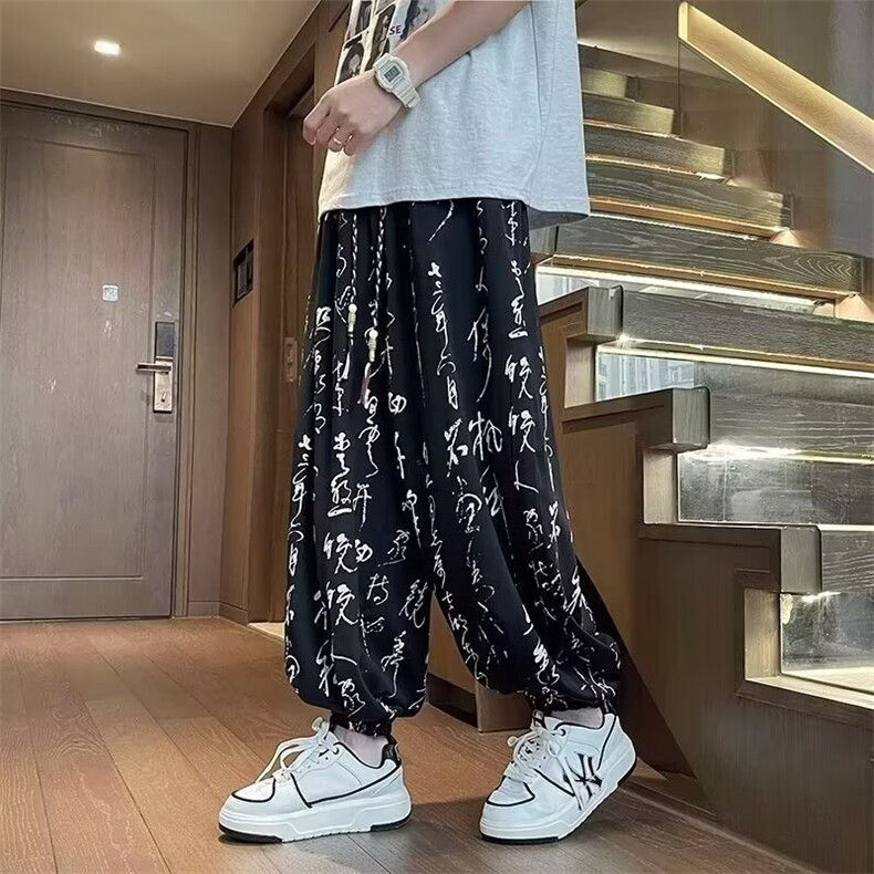 网图新中式风裤子薄款速干休闲裤束脚宽松阔腿灯笼裤MX6001-P28,男装休闲裤,电商A025