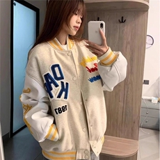 美式复古刺绣拼接字母棒球服情侣高级感外套WL8066-p62夹棉p72，女装短外套，星座1008