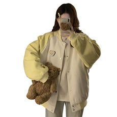 A474-P100小熊拼接棒球服男女同款春秋新款，男装夹克，星座911