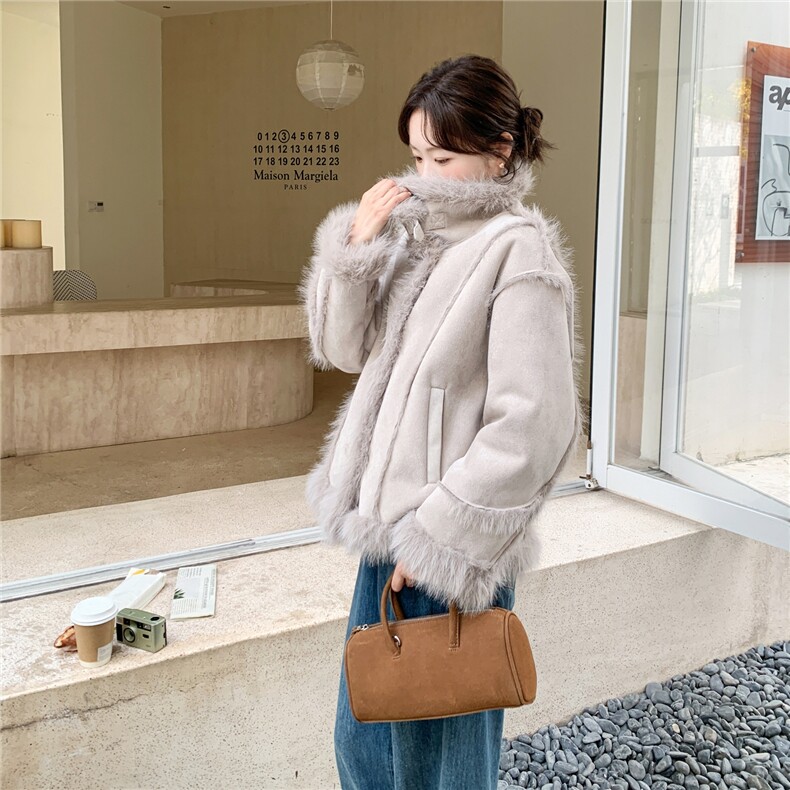 现货：冬季新款高级感宽松加厚皮毛一体外套2C135-8956P255K378,女装皮草,2C135