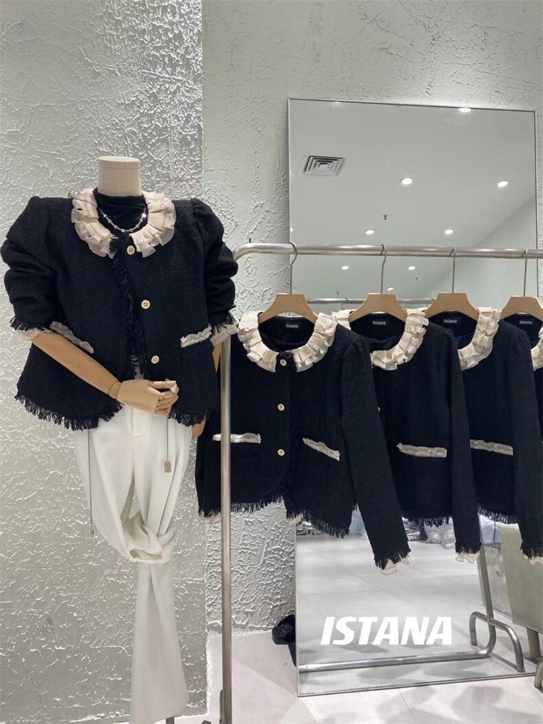 双层娃娃领羊毛小香风，其它，lstana